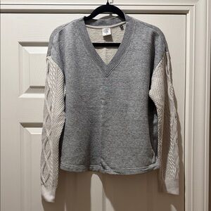 CAbi Cream and Gray Knit Pullover